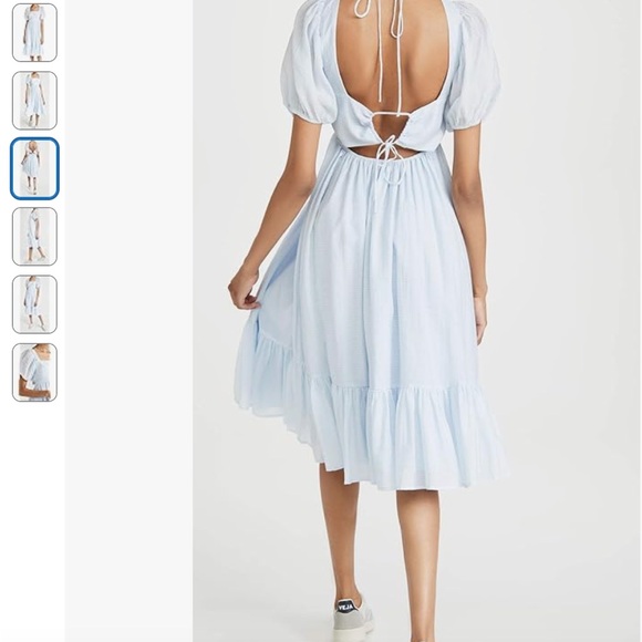 Light Blue Puff Sleeve Dress - Picture 2 of 4